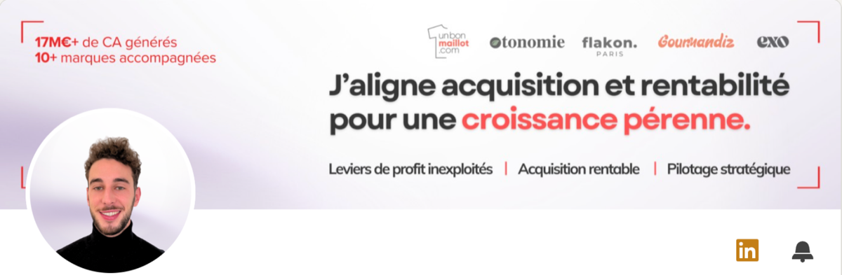 Bannière LinkedIn après le rebranding — cas client 3