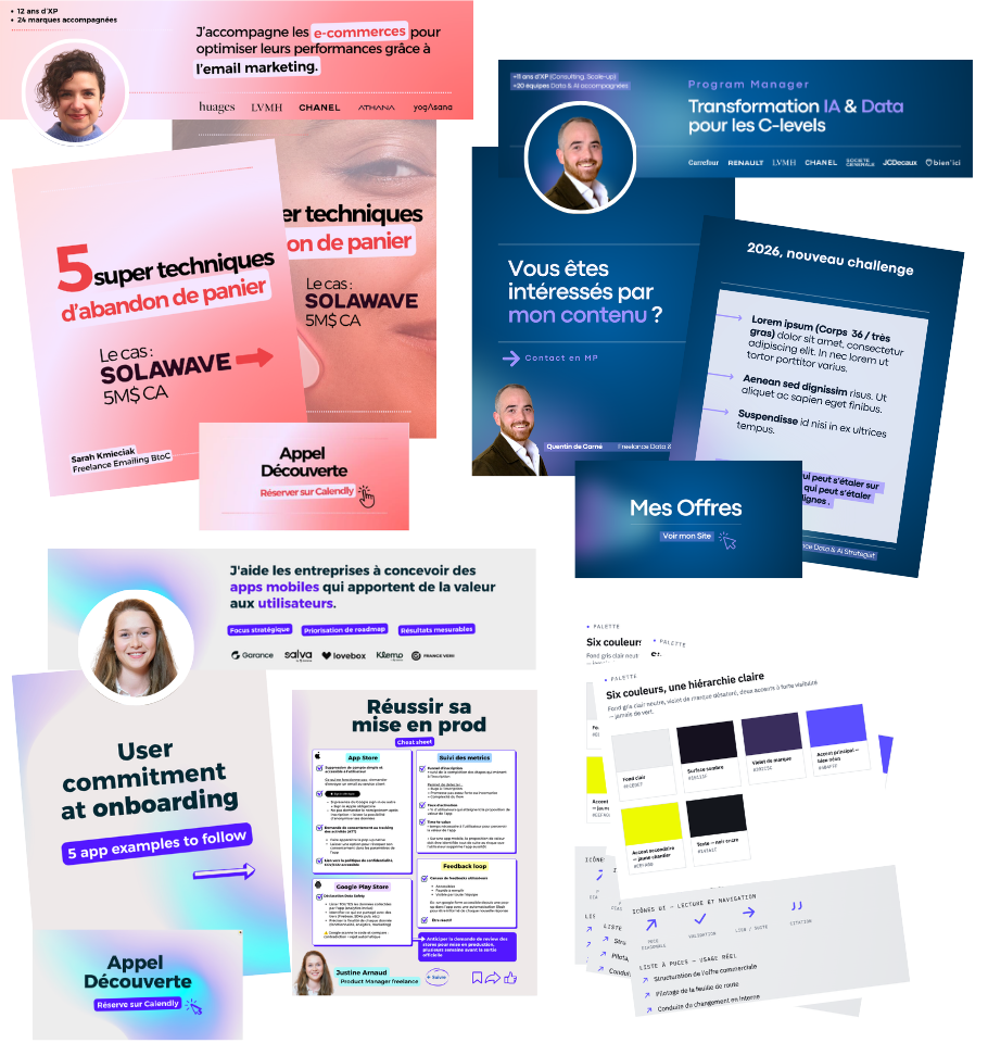 Exemples de branding LinkedIn réalisés par Caroline Beau